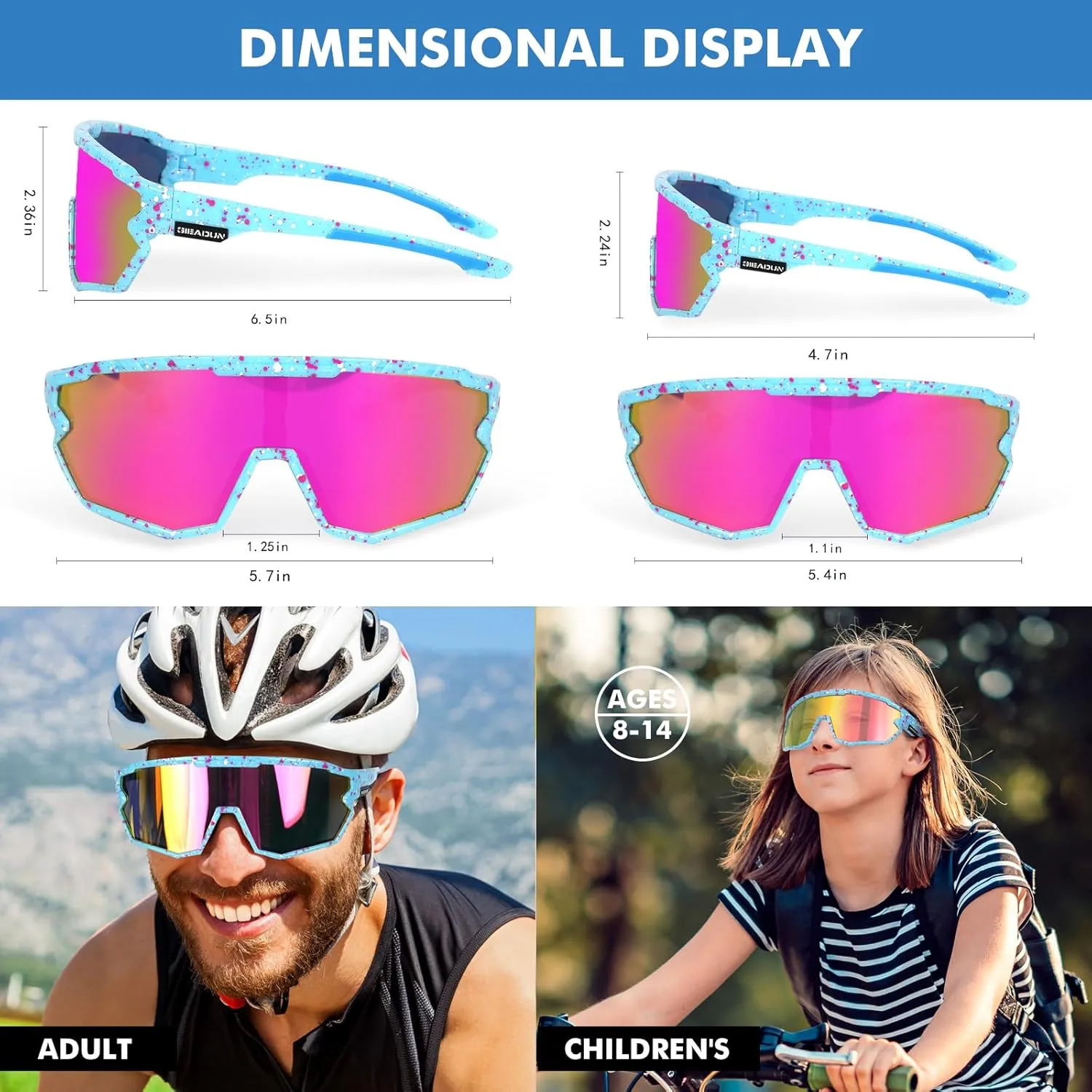 Polarized Glasses Kids Youth Baseball Sunglasses Adult Men Women Cycling Goggles with 3 lenses,Fishing,Ski Golf