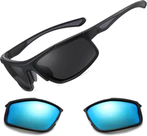 Polarized Night Driving Glasses Unisex NIght Cycling Glasses with Replacement Sunglasses Lens for Daytime