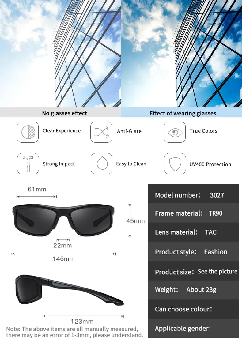 Polarized Night Driving Glasses Unisex NIght Cycling Glasses with Replacement Sunglasses Lens for Daytime