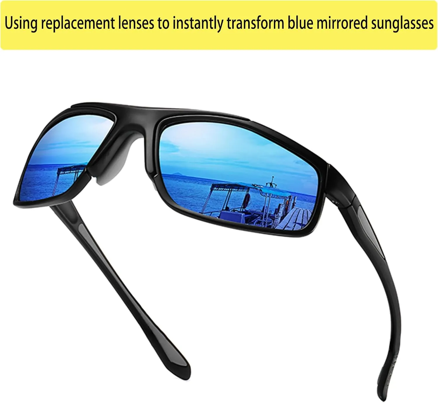 Polarized Night Driving Glasses Unisex NIght Cycling Glasses with Replacement Sunglasses Lens for Daytime