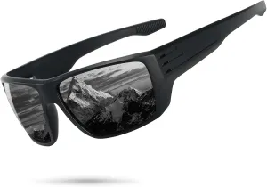 Polarized Sports Sunglasses for Men Women,Square Frame Cycling Fishing Wrap Around Sunglasses UV400 Protection