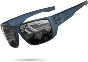 Polarized Sports Sunglasses for Men Women,Square Frame Cycling Fishing Wrap Around Sunglasses UV400 Protection