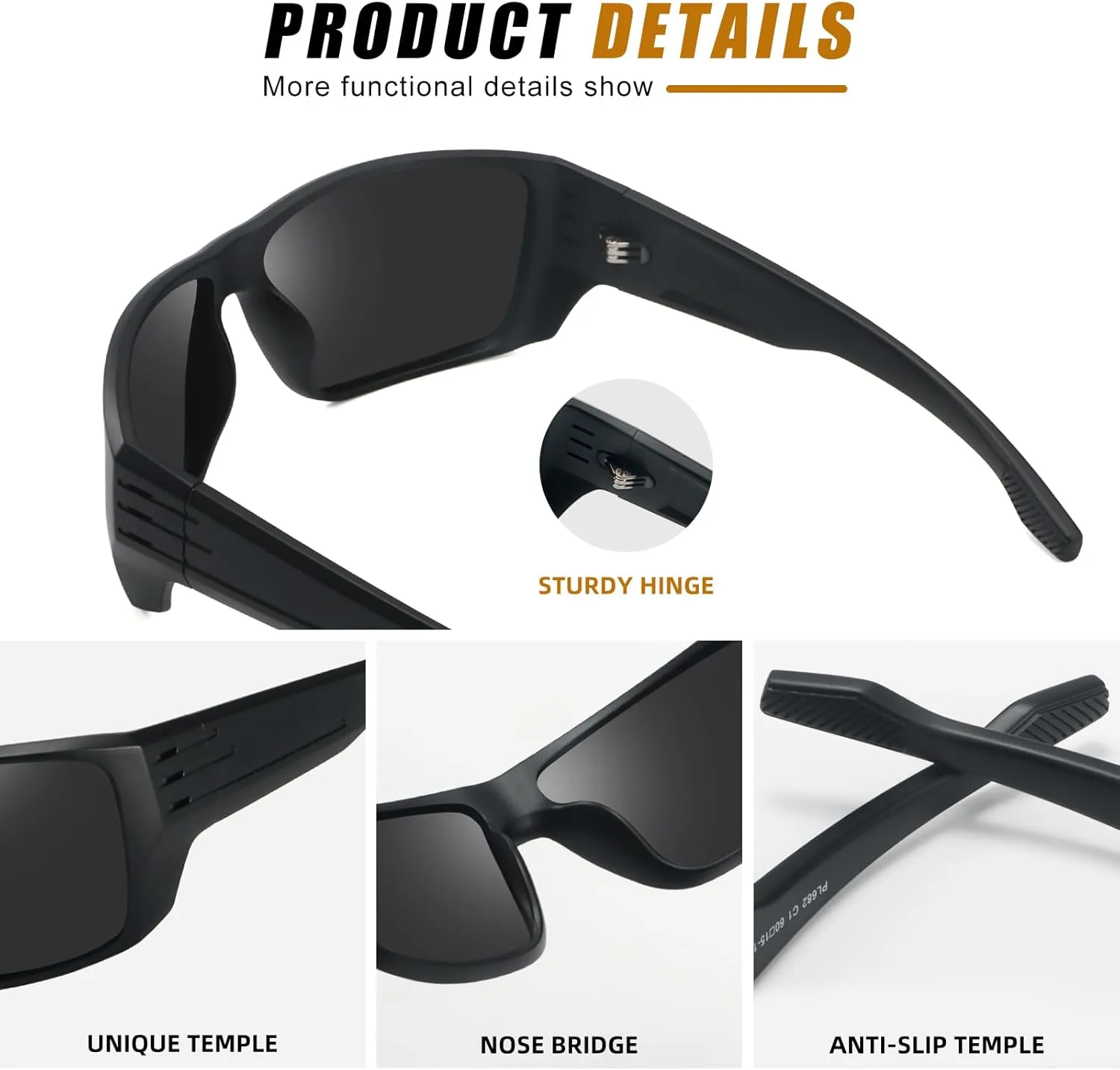 Polarized Sports Sunglasses for Men Women,Square Frame Cycling Fishing Wrap Around Sunglasses UV400 Protection