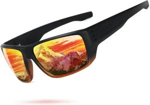 Polarized Sports Sunglasses for Men Women,Square Frame Cycling Fishing Wrap Around Sunglasses UV400 Protection