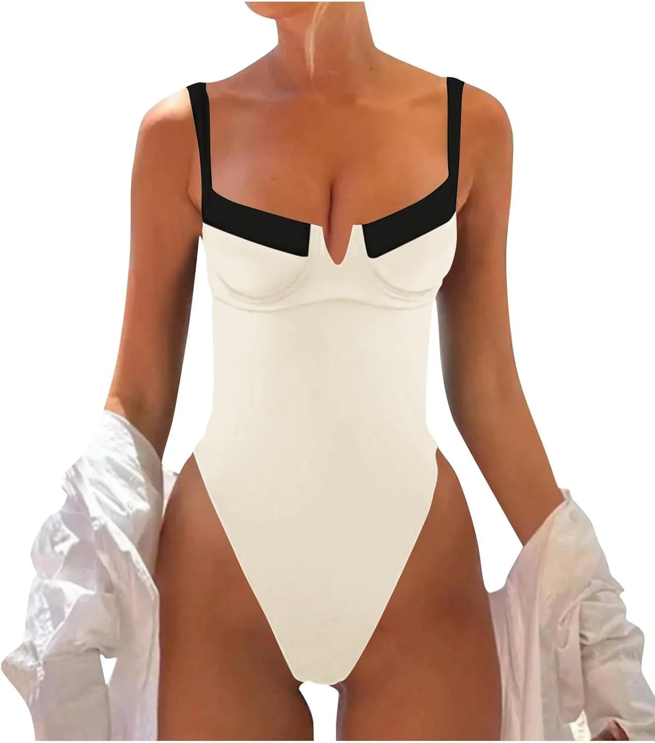 PTOLOCIF Monokini Swimsuits for Women Strapless Bandeau Bathing Suits Retro Bathing Suit Full Coverage Slimming Swimwear