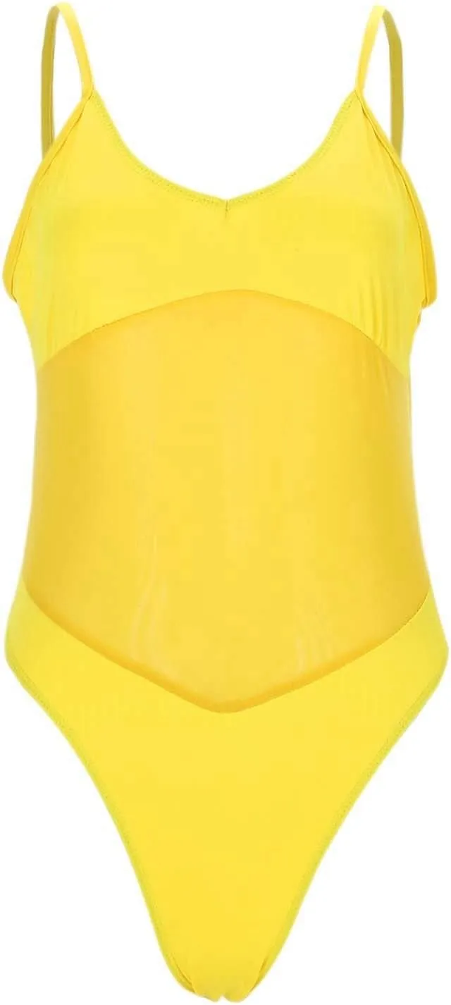 PTOLOCIF Womens One Piece Swimsuit Full Coverage Bathing Suit Sexy Mesh Tummy Control Swimsuit Slimming Scoop Neck Swimwear