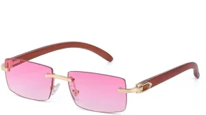 Punk Rimless Rectangle Sunglasses Men Fashion Vintage Glasses for Male Frameless Eyewear Uv400