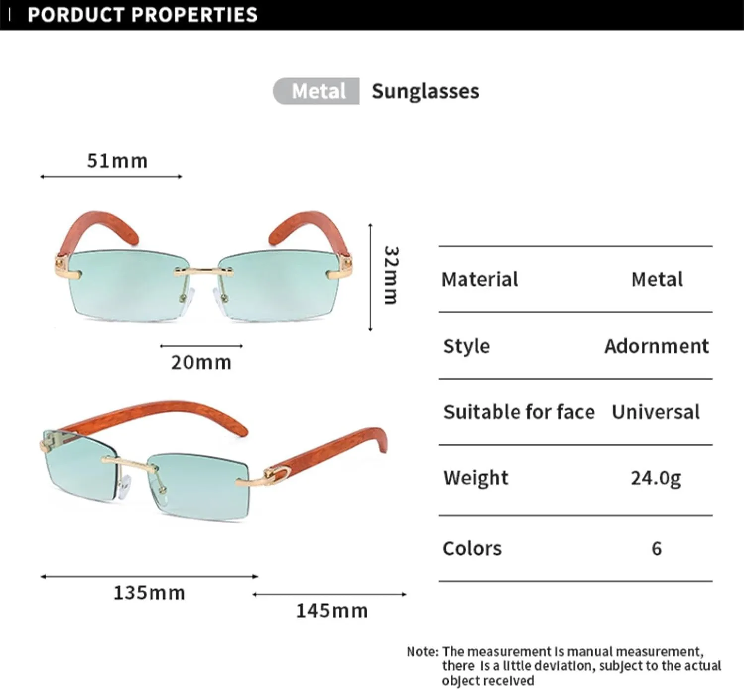 Punk Rimless Rectangle Sunglasses Men Fashion Vintage Glasses for Male Frameless Eyewear Uv400