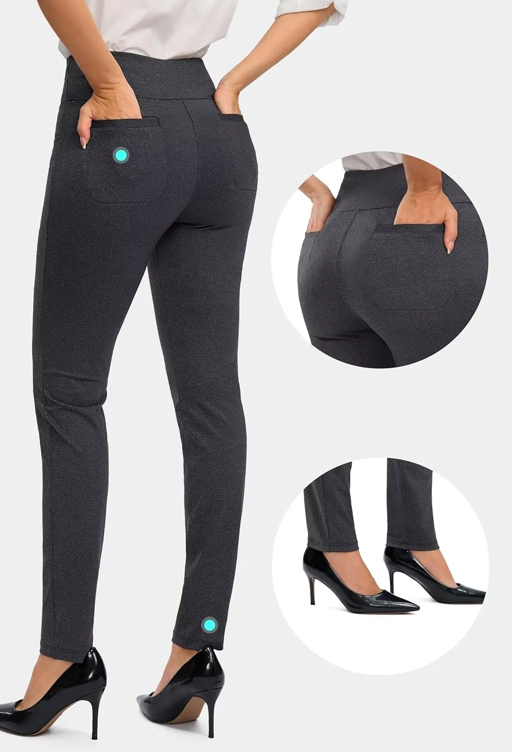 Rammus Womens High Waist Dress Pants with Pockets Business Casual Work Pants for Women Stretchy Skinny Slacks for Office