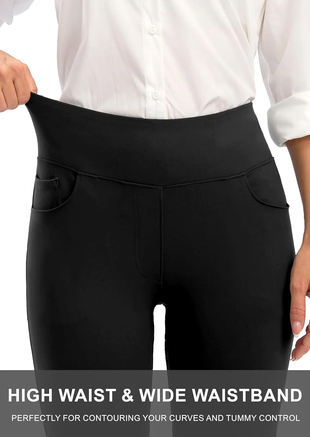 Rammus Womens High Waist Dress Pants with Pockets Business Casual Work Pants for Women Stretchy Skinny Slacks for Office