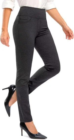 Rammus Womens High Waist Dress Pants with Pockets Business Casual Work Pants for Women Stretchy Skinny Slacks for Office