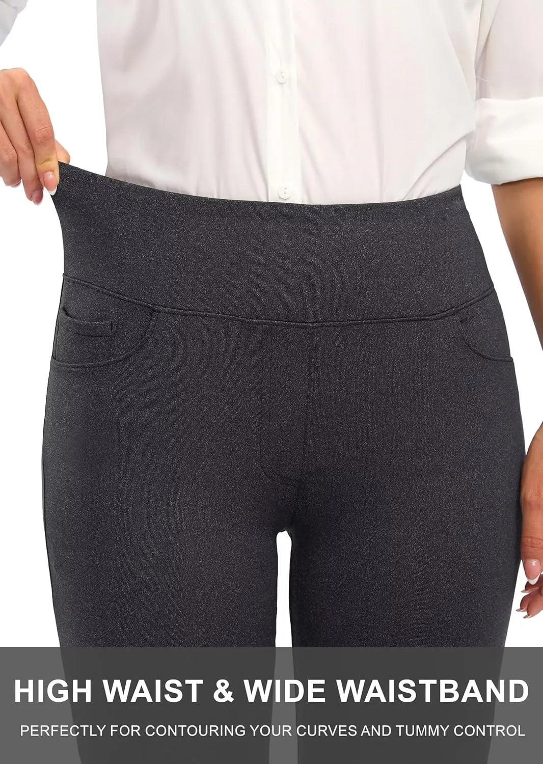 Rammus Womens High Waist Dress Pants with Pockets Business Casual Work Pants for Women Stretchy Skinny Slacks for Office