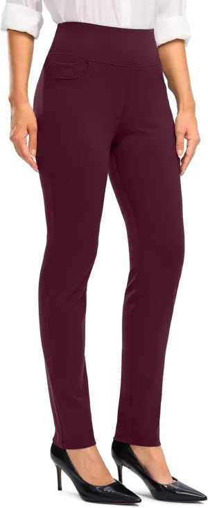 Rammus Womens High Waist Dress Pants with Pockets Business Casual Work Pants for Women Stretchy Skinny Slacks for Office