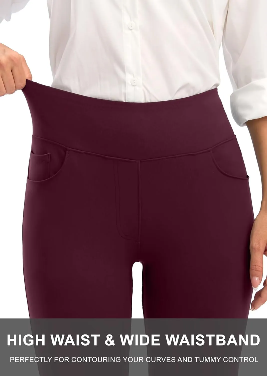 Rammus Womens High Waist Dress Pants with Pockets Business Casual Work Pants for Women Stretchy Skinny Slacks for Office