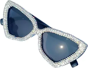 Retro Disco Full Rhinestones Cat Eye Sunglasses Vintage Triangle Frame Fashion Personality Party Sunglasses Sun Eyewear