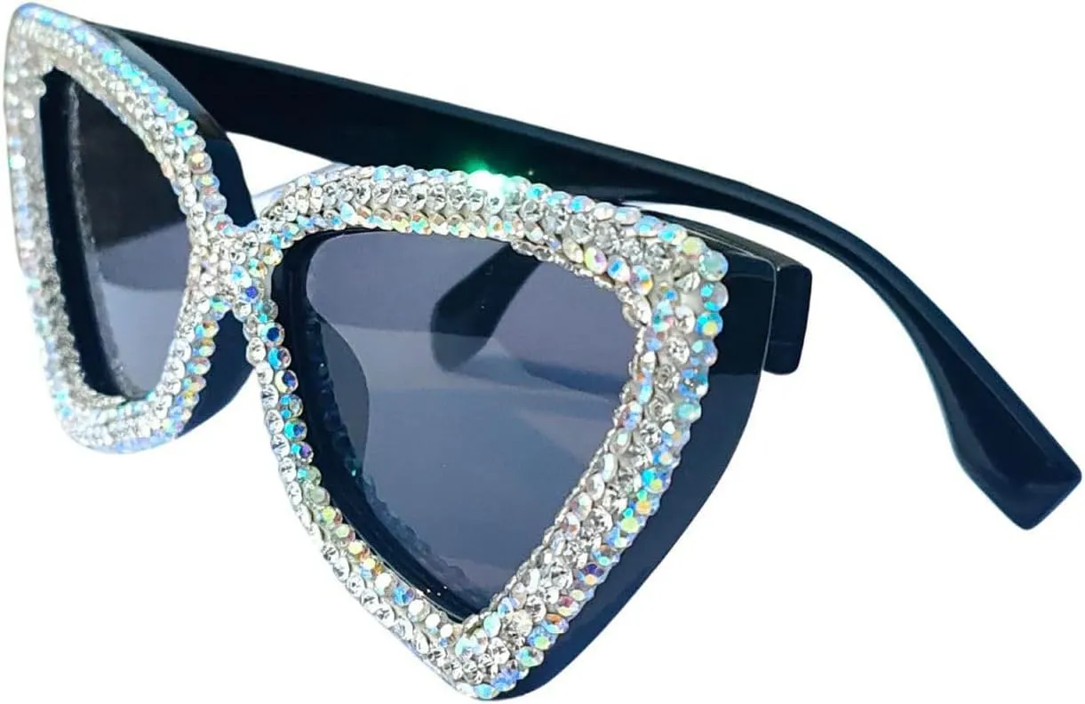 Retro Disco Full Rhinestones Cat Eye Sunglasses Vintage Triangle Frame Fashion Personality Party Sunglasses Sun Eyewear