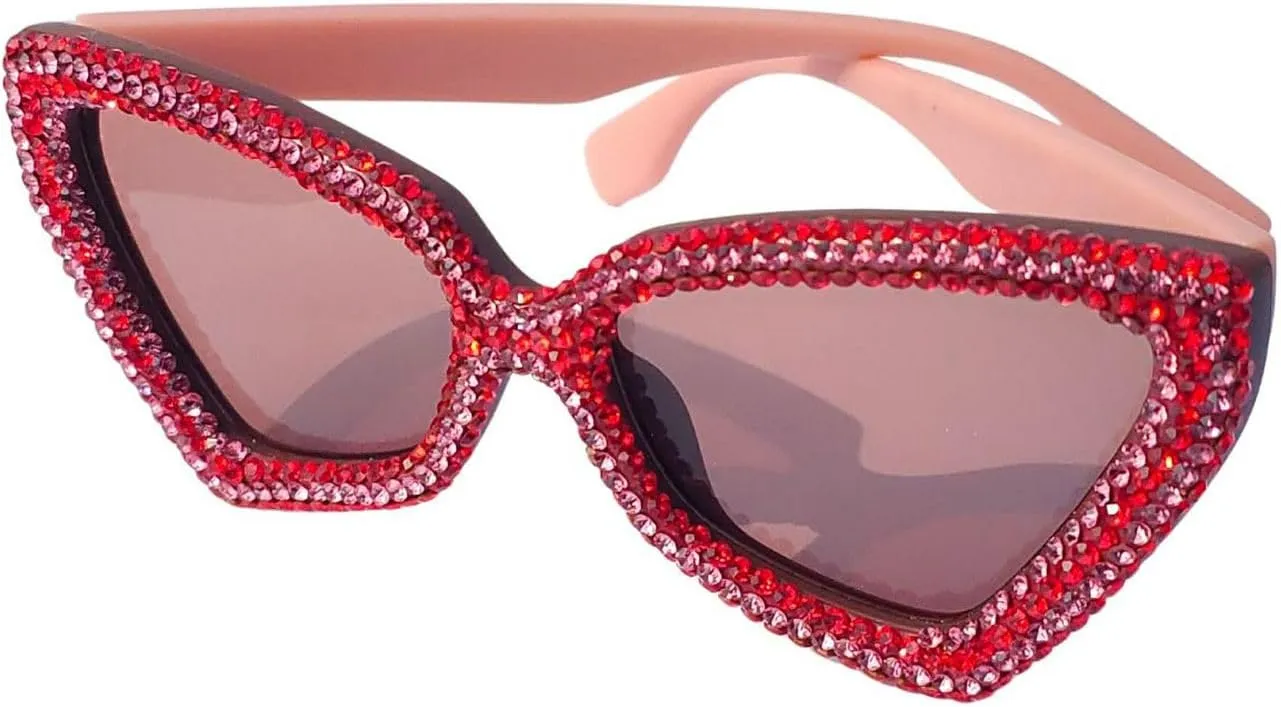 Retro Disco Full Rhinestones Cat Eye Sunglasses Vintage Triangle Frame Fashion Personality Party Sunglasses Sun Eyewear