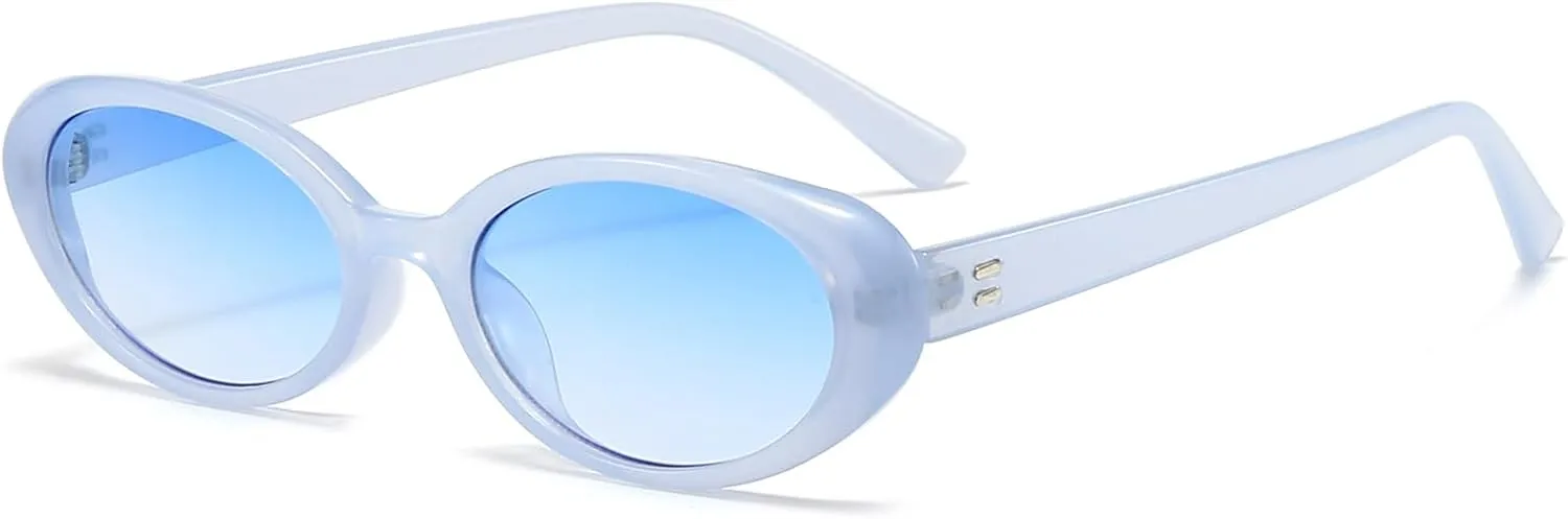 Retro Oval Sunglasses for Women Men Fashion Small Oval Sunglasses 90s Vintage Shades