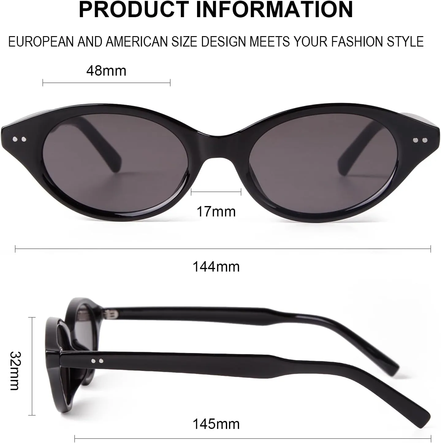 Retro Oval Sunglasses for Women Men Vintage 90s Trendy Y2K Narrow Cat Eye Chic Rivets Deco UV Protection Sun Glasses