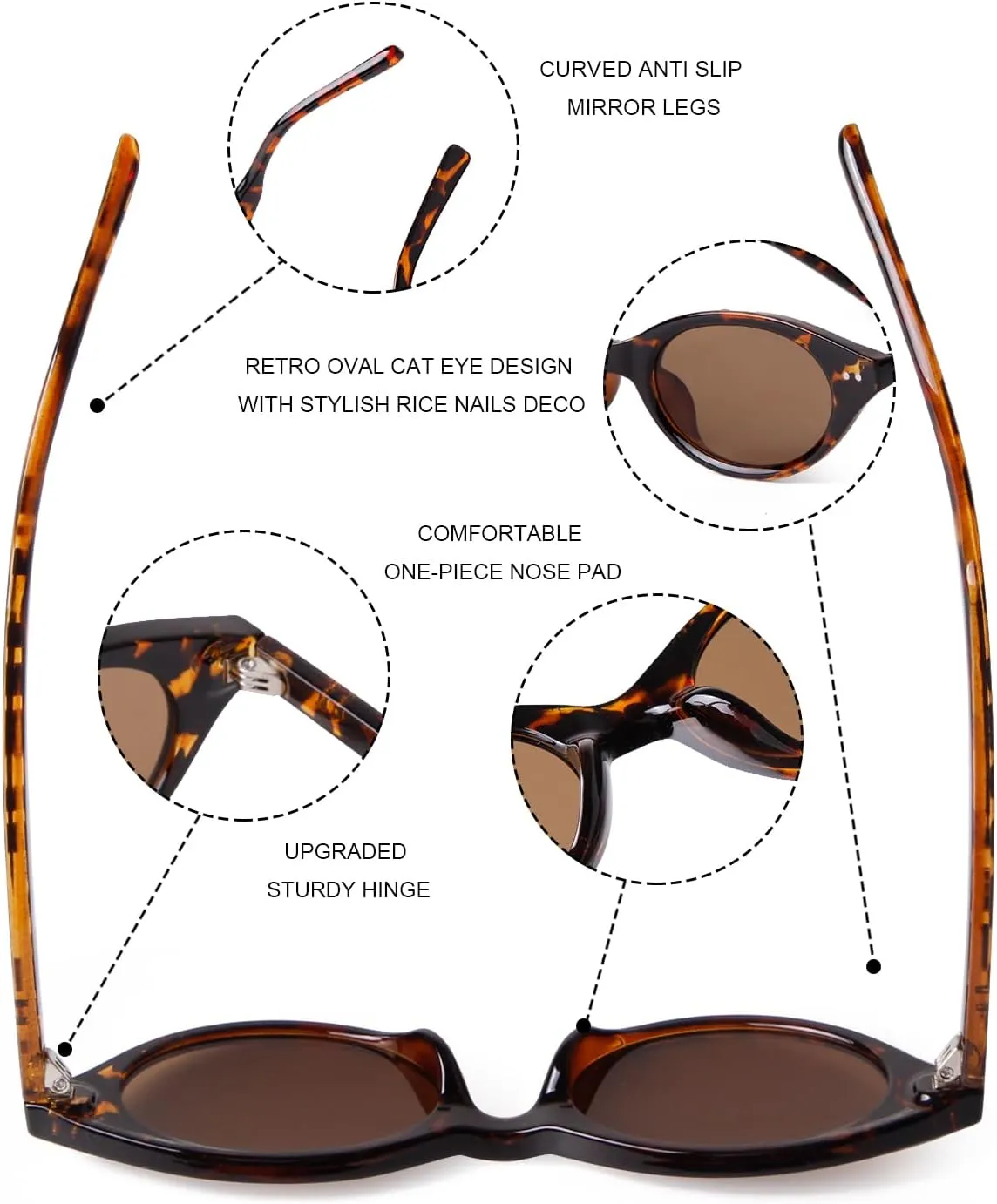 Retro Oval Sunglasses for Women Men Vintage 90s Trendy Y2K Narrow Cat Eye Chic Rivets Deco UV Protection Sun Glasses