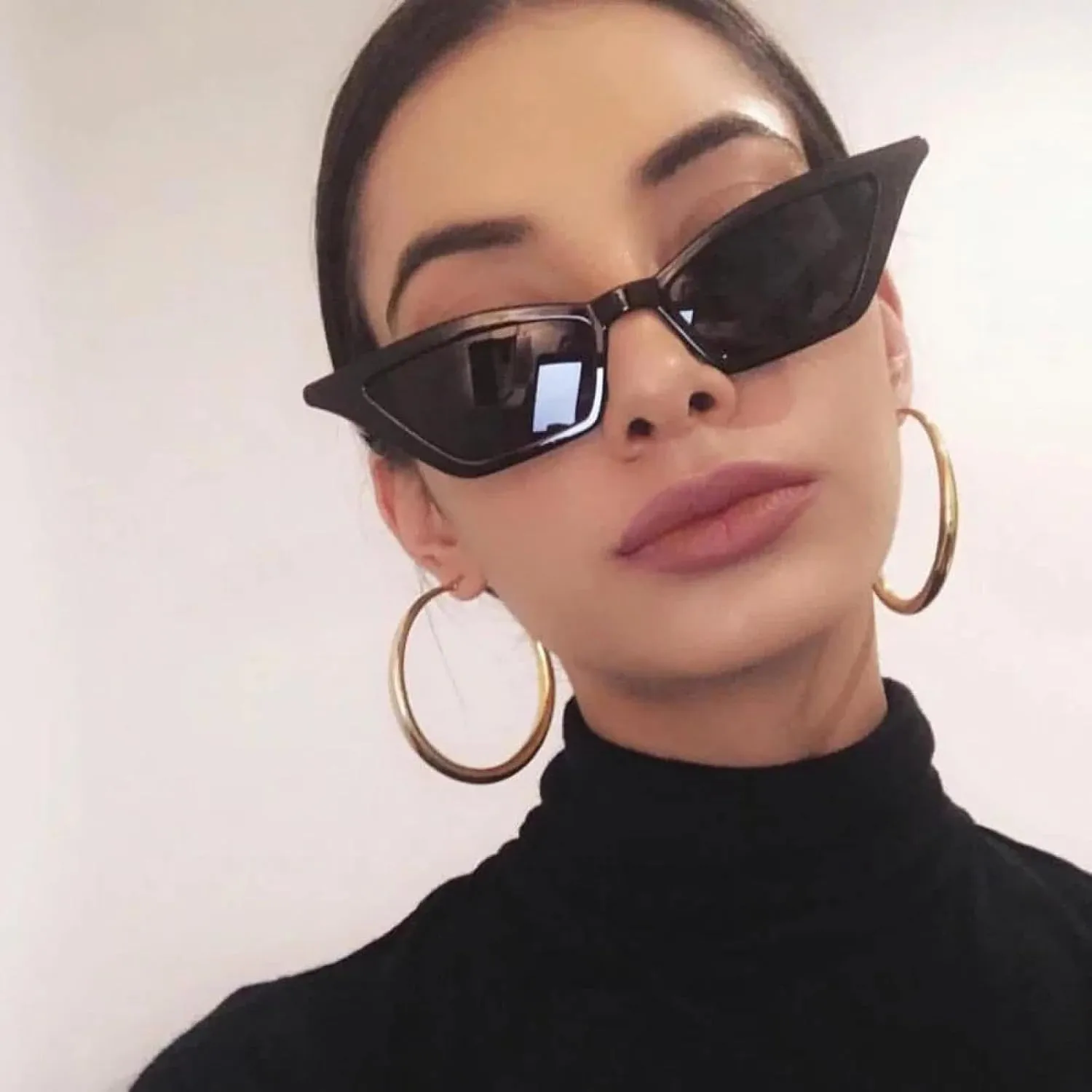 Retro Sunglasses Women Cat Eye Black White Vintage Ladies Sun Glasses Red Uv400 Female