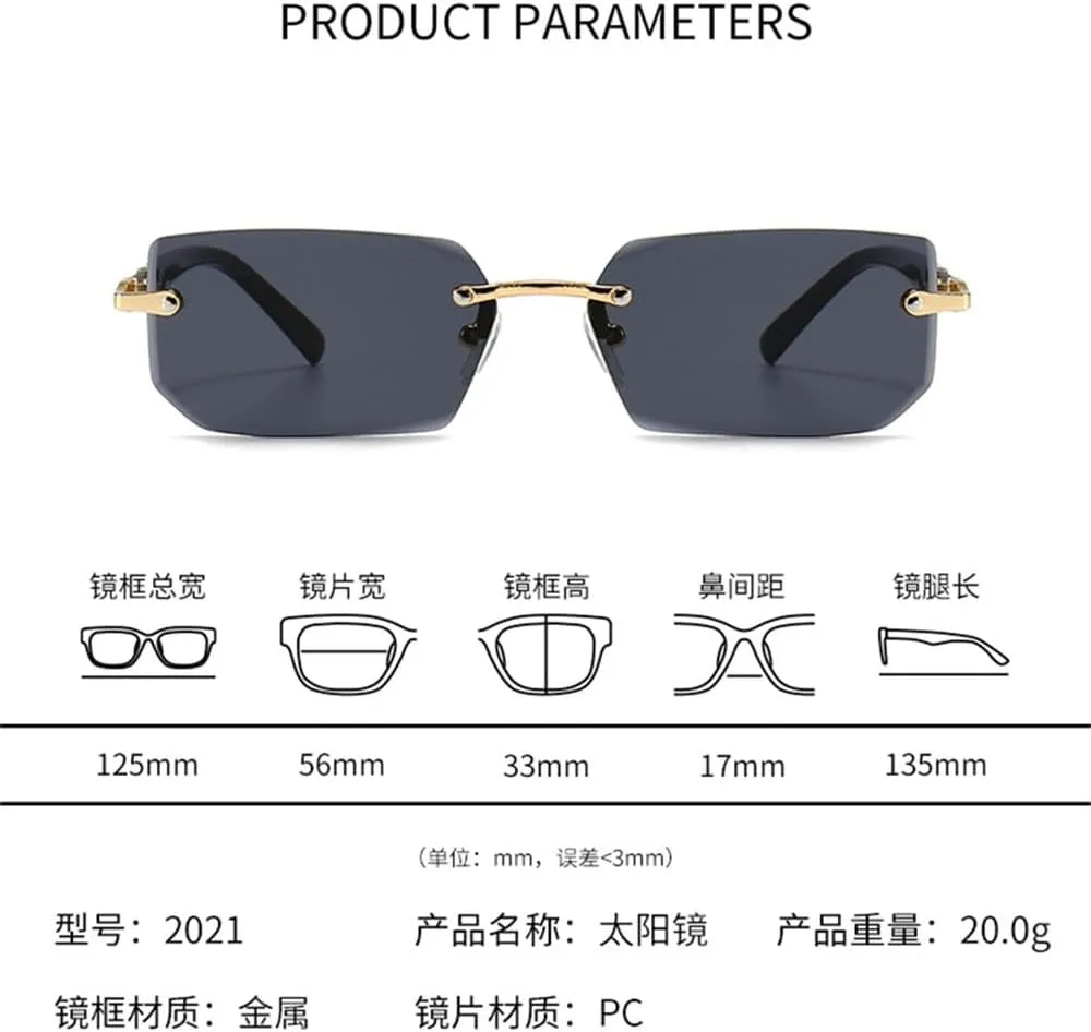 Rimless Sunglasses Women Men Shades Sun Glasses For Female Male Summer Traveling