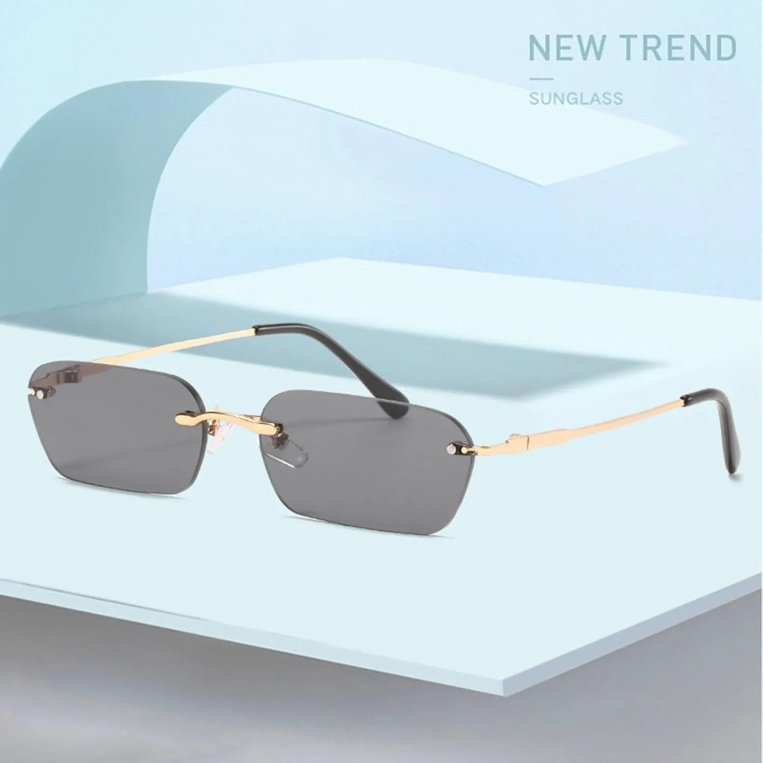 Rimless Sunglasses Women Uv400 Driving Sun Glasses Men Clear