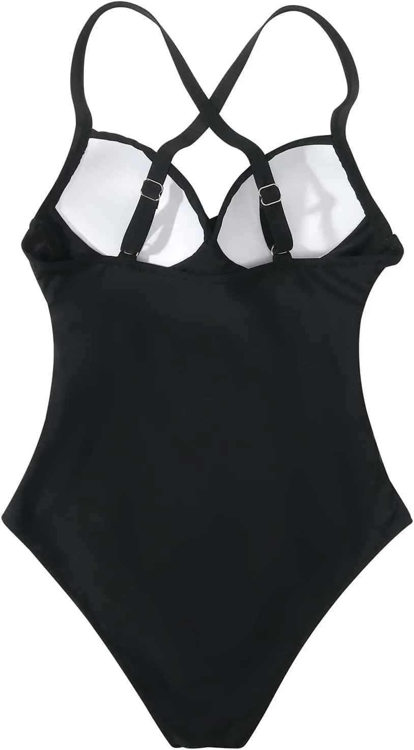 Rvidbe Athletic 1 Piece Swimsuits for Women Training Sport Tummy Control Bathing Suits Sexy Bikinis For Women