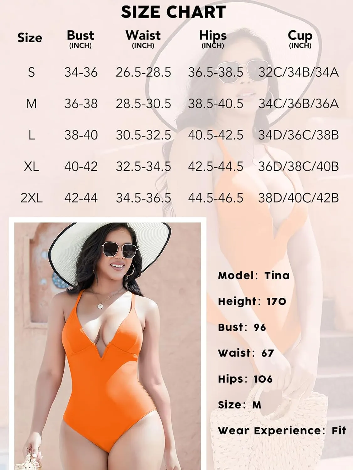 SHAPERIN Women Swimsuit One Piece Bathing Suits Tummy Control Sexy Deep V Neck Padded Push Up Swimwear Monokini