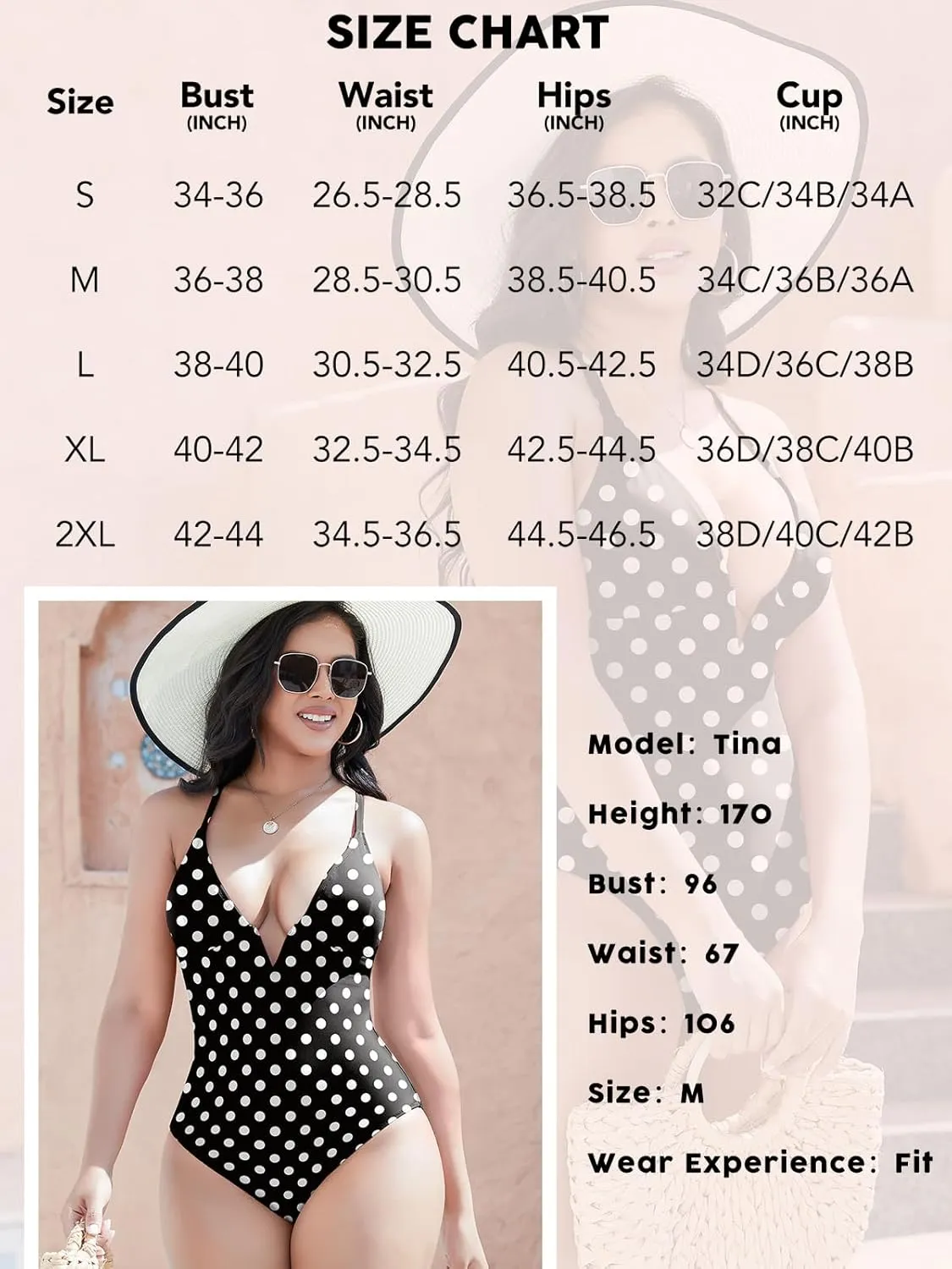 SHAPERIN Women Swimsuit One Piece Bathing Suits Tummy Control Sexy Deep V Neck Padded Push Up Swimwear Monokini