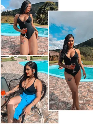 SHAPERIN Women Swimsuit One Piece Bathing Suits Tummy Control Sexy Deep V Neck Padded Push Up Swimwear Monokini