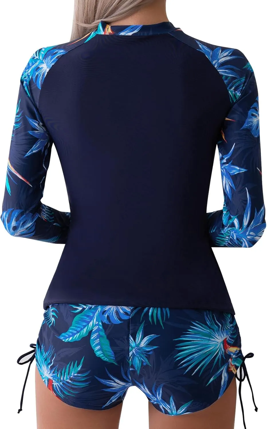 SHAPERIN Women's Long Sleeve Rash Guard 2 Piece Swimsuits UV UPF 50  Surfing Swim Shirt Bathing Suit with Boyshort Bottom