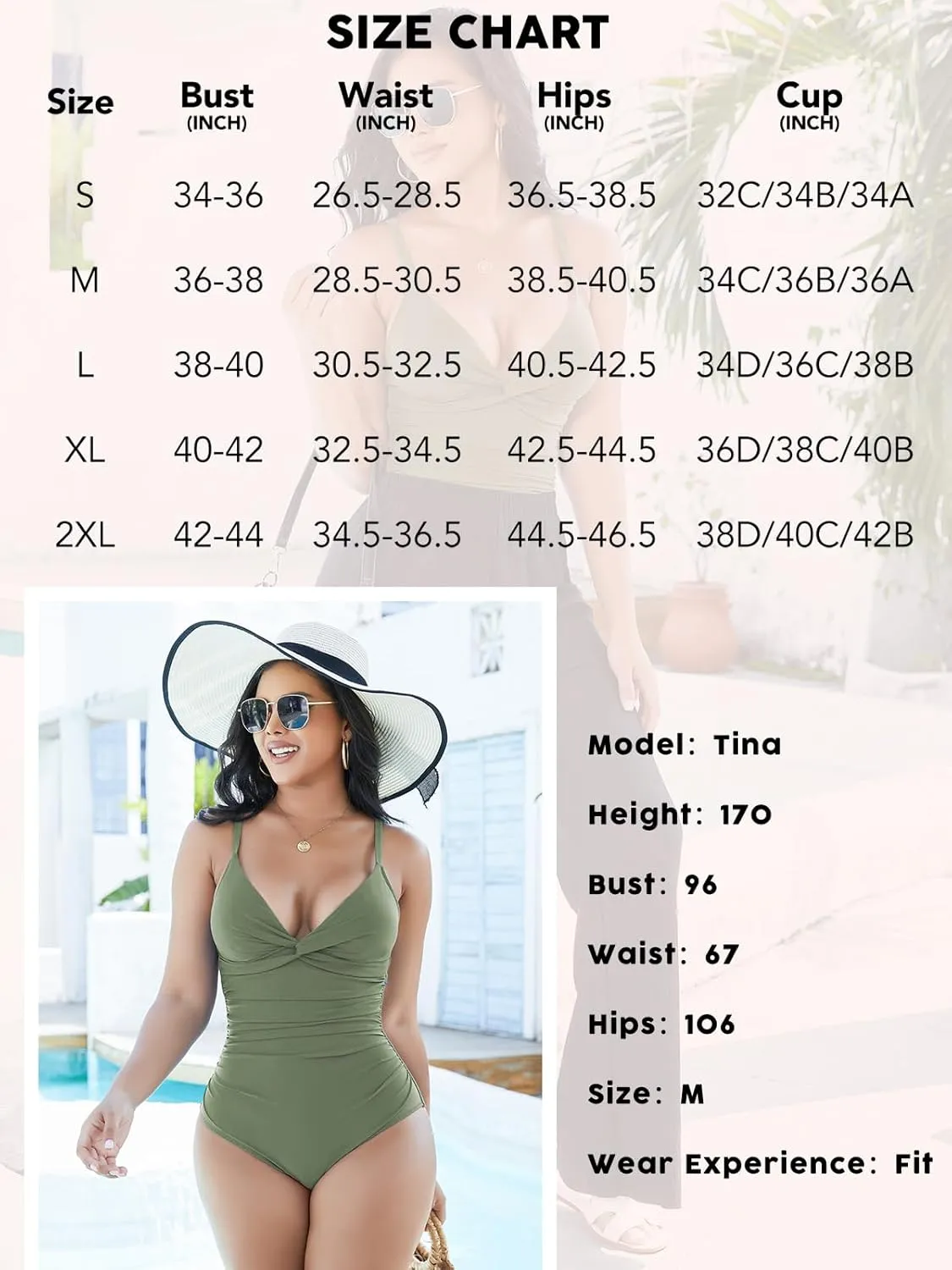 SHAPERIN Women's One Piece Swimsuits Tummy Control High Waisted Bathing Suits Padded Push Up Shapewear Swimwear Monokini