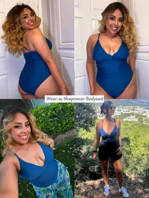 SHAPERIN Women's One Piece Swimsuits Tummy Control High Waisted Bathing Suits Padded Push Up Shapewear Swimwear Monokini