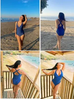 SHAPERIN Women's One Piece Swimsuits Tummy Control High Waisted Bathing Suits Padded Push Up Shapewear Swimwear Monokini