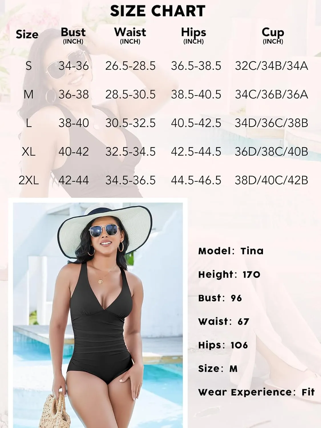 SHAPERIN Women's One Piece Swimsuits Tummy Control High Waisted Bathing Suits Padded Push Up Shapewear Swimwear Monokini