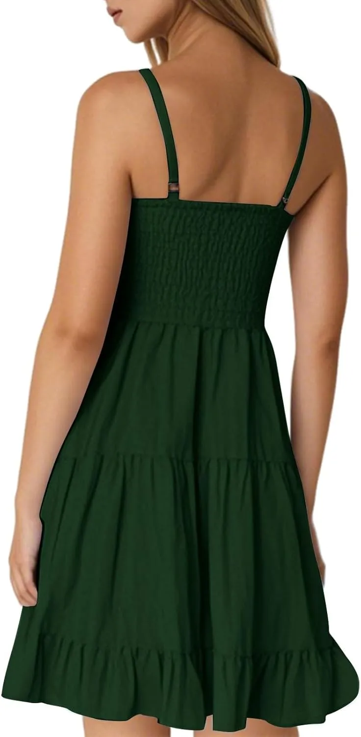 Short Summer Dresses for Women Casual Summer Slip Dress Spaghetti Strap Cami Dress Tiered Flowy Mini Dresses Camisole