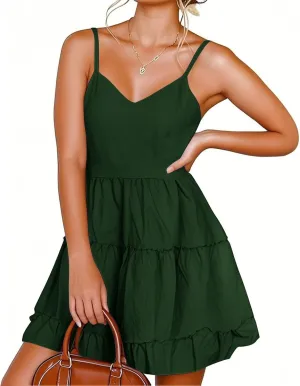 Short Summer Dresses for Women Casual Summer Slip Dress Spaghetti Strap Cami Dress Tiered Flowy Mini Dresses Camisole