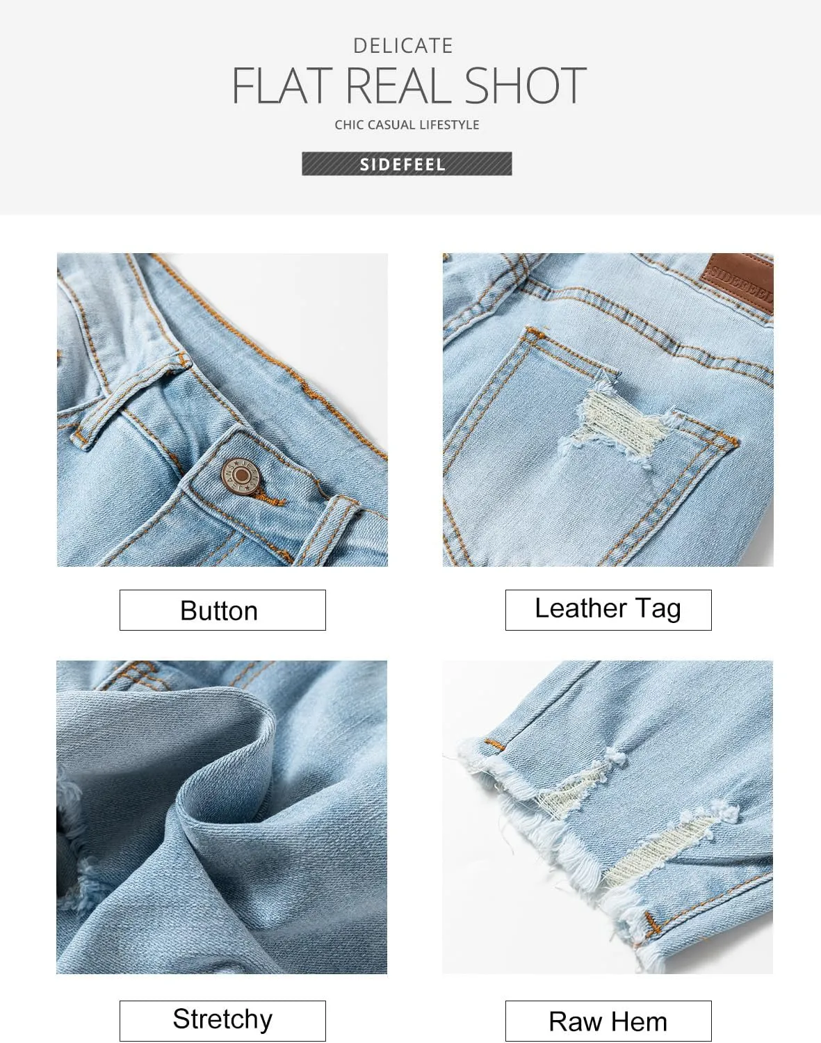 Sidefeel Women's Ripped Jeans Straight Leg Loose Distressed Boyfriend Zimbaplatinum Denim Pants