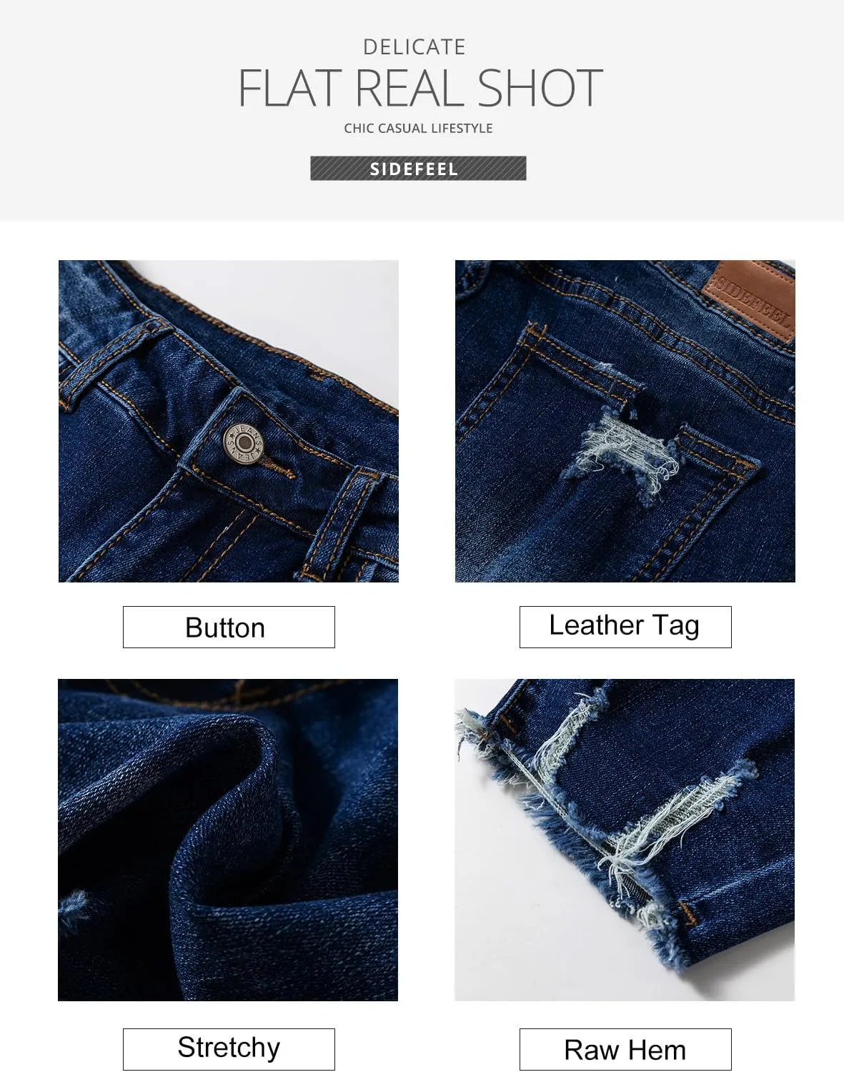 Sidefeel Women's Ripped Jeans Straight Leg Loose Distressed Boyfriend Zimbaplatinum Denim Pants