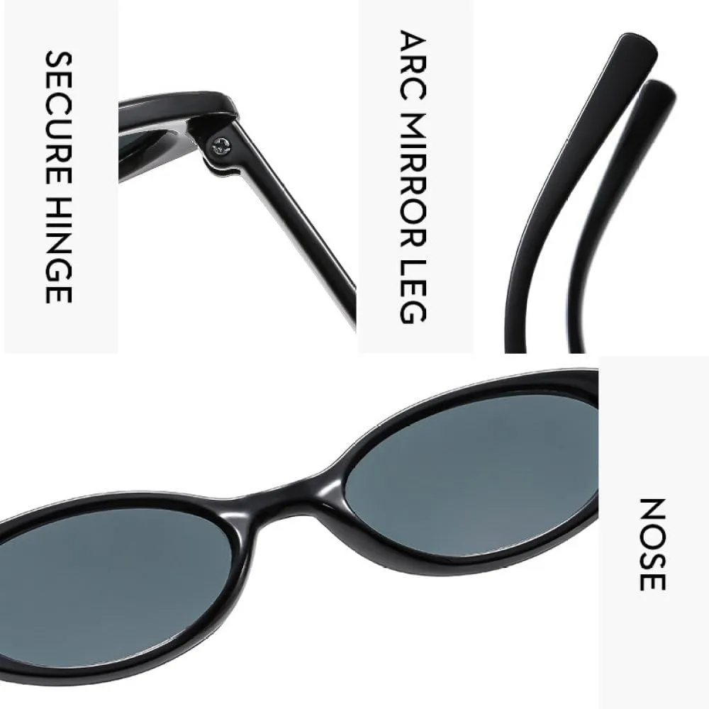 Small Oval Sunglasses Women Men Vintage Hip Hop Cat Eye Sun Glasses Female Punk Eyewear UV400