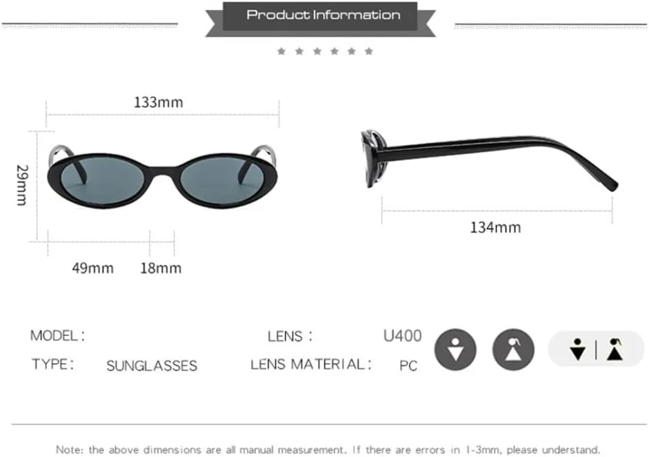 Small Oval Sunglasses Women Men Vintage Hip Hop Cat Eye Sun Glasses Female Punk Eyewear UV400