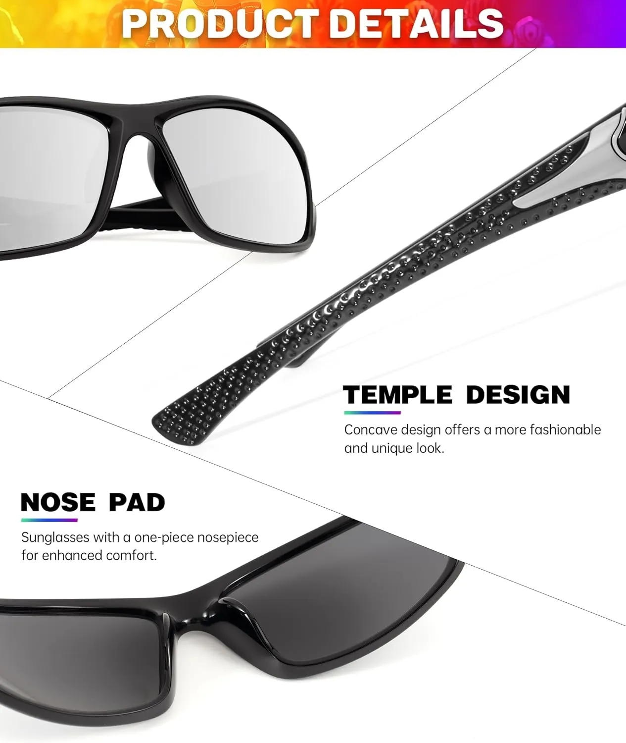 Sports Mens-Sunglasses Polarized Sunglasses-Men: Sunglasses for Men UV Protection for Running Cycling Fishing