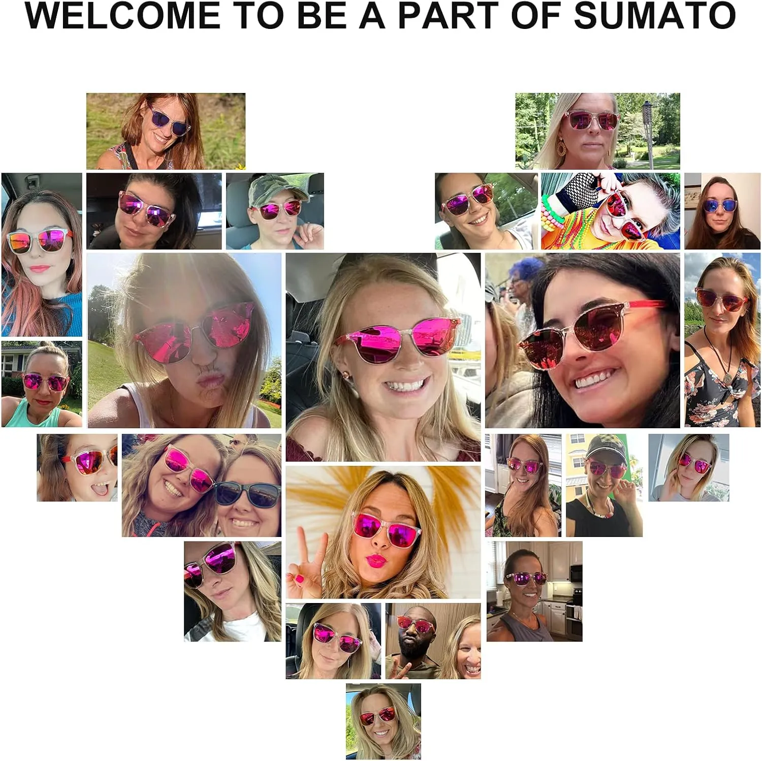 Sumato Sunglasses Womens, Cat Eye Pink Sunglasses for Women with Mirrored Trendy Lens UV400 Blocking