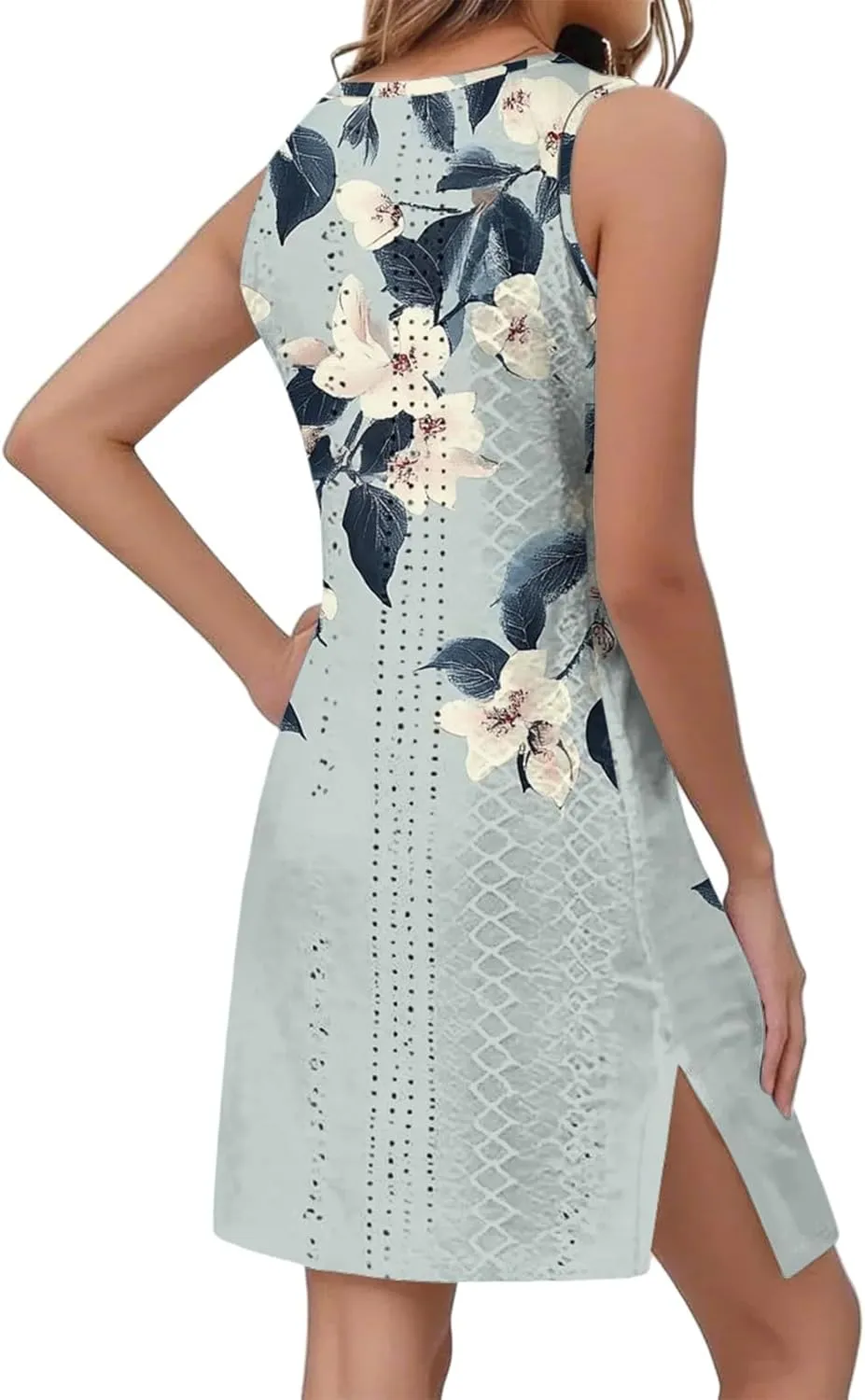 Summer Dresses for Women 2025 Beach Vacation Spring Clothes Sleeveless Crewneck Casual Floral Dress
