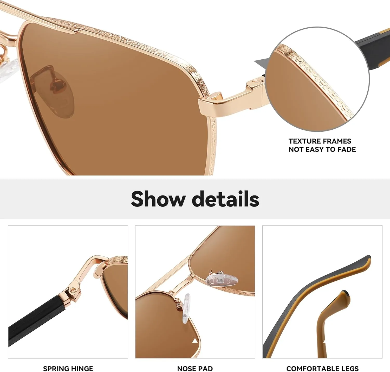 Sunglasses for Men Women Trendy Polarized Sunglasses UV400 Fashion SunGlasses Aviator Sunglasses for Driving Fishing