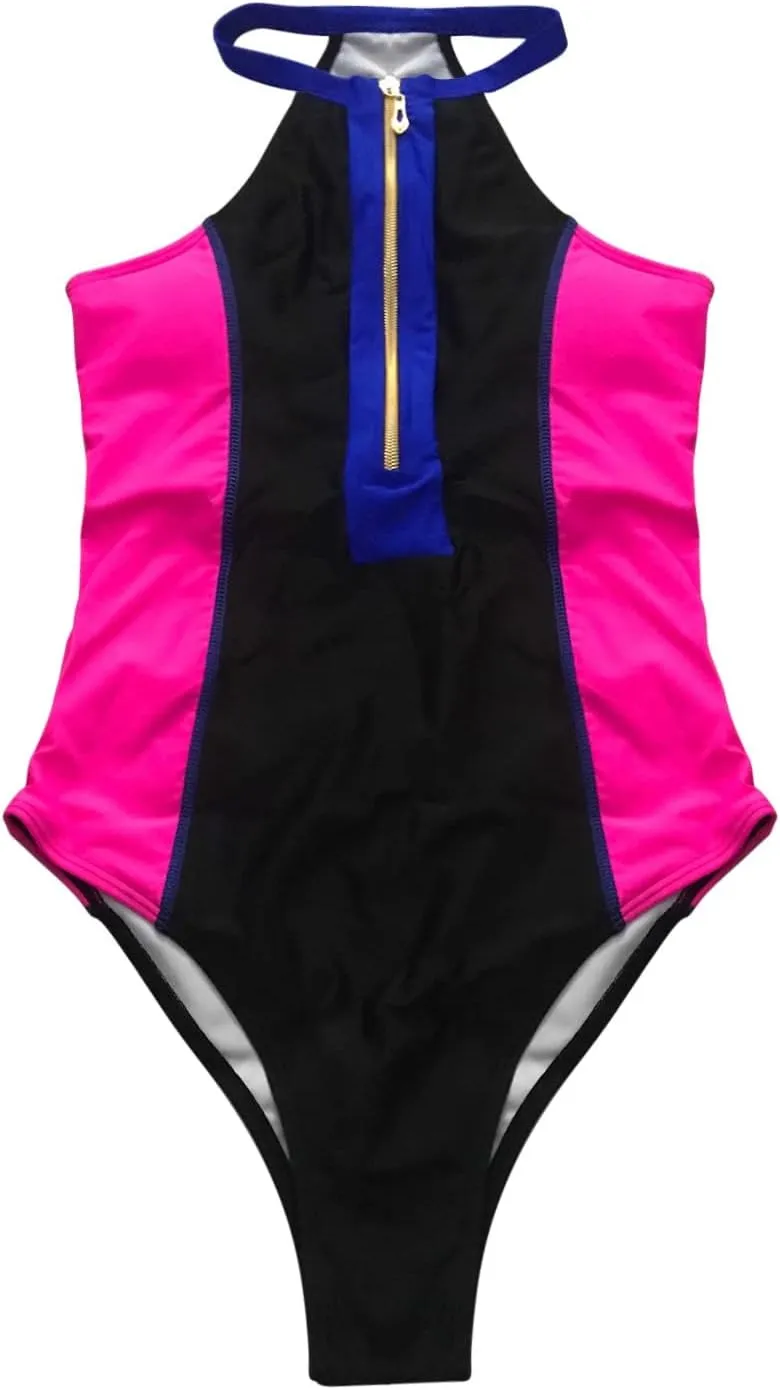 Swimsuits for Women,Women One Piece Swimsuits Front Cross Keyhole Tummy Control Backless Bathing Suit Halter Swimwear