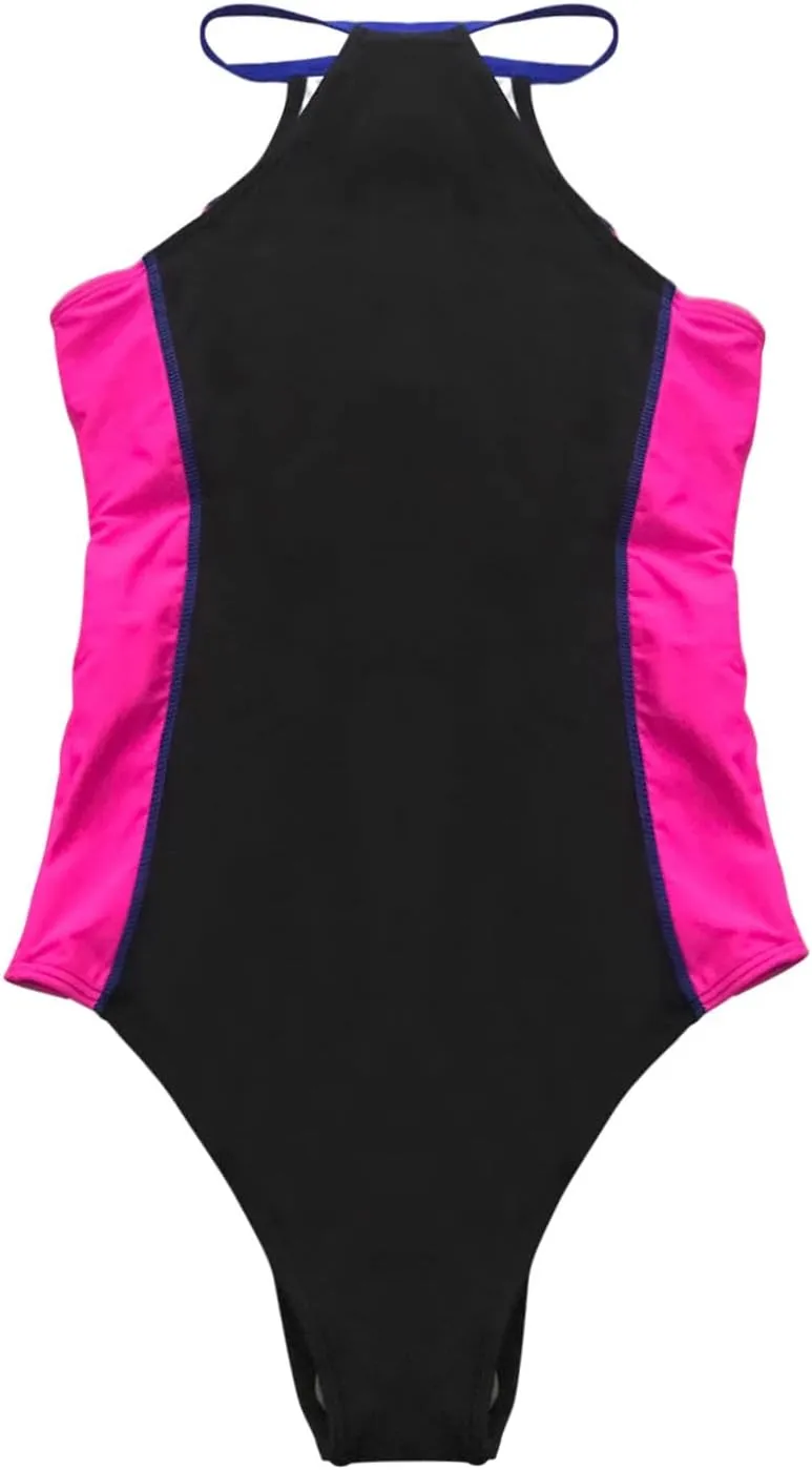 Swimsuits for Women,Women One Piece Swimsuits Front Cross Keyhole Tummy Control Backless Bathing Suit Halter Swimwear