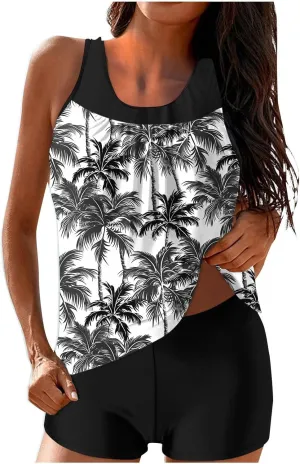 Tankini Swimsuits for Women Vintage Floral Print Tummy Control Two Piece Bathing Suits Swim Tank Tops Swimwear 2025