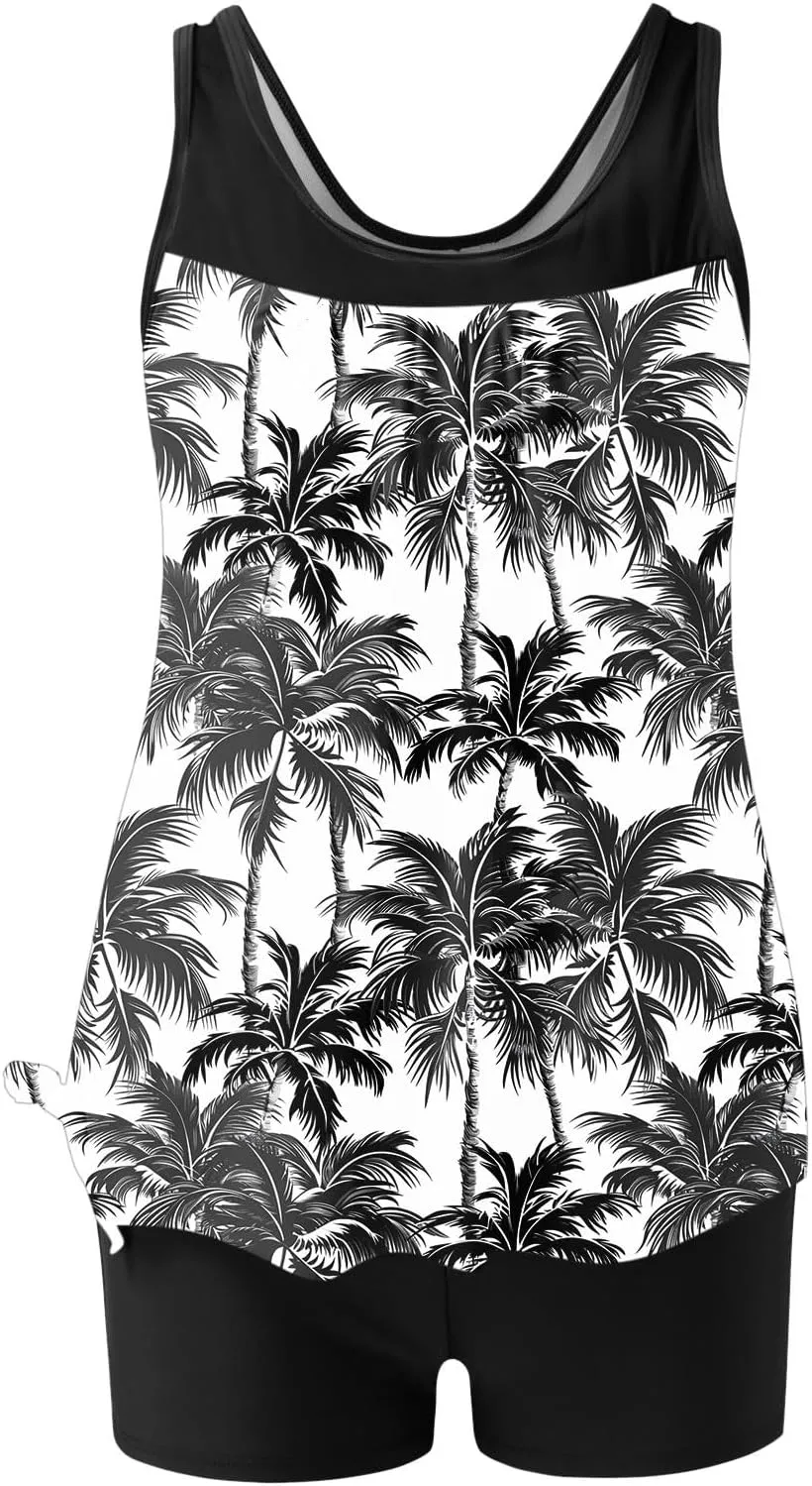 Tankini Swimsuits for Women Vintage Floral Print Tummy Control Two Piece Bathing Suits Swim Tank Tops Swimwear 2025